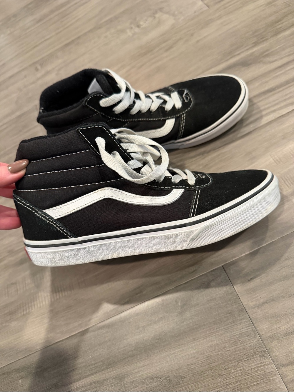 Vans Kids Black and White High-Top Skate Sneakers